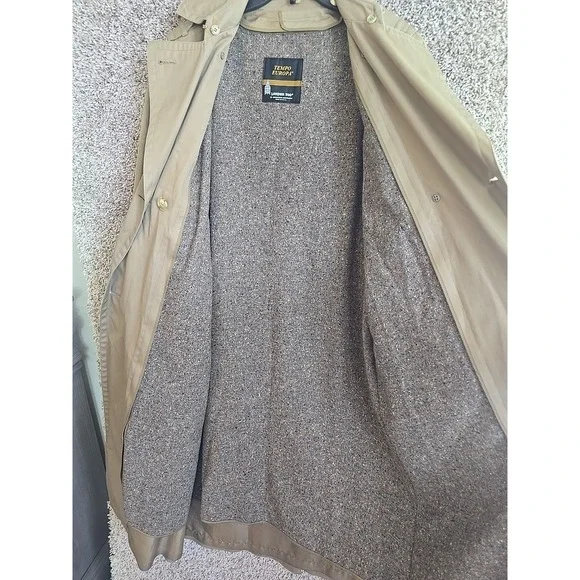 Vintage London Fog Tempo Europa Beige Double Breasted Trench Coat 10 Reg. Wool - Picture 12 of 16